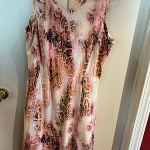 Calvin Klein pink leopard print midi dress